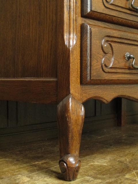 ルーマニア製 オーク材 猫脚 クラシック 6ドロアー 彫刻 チェスト/整理タンス