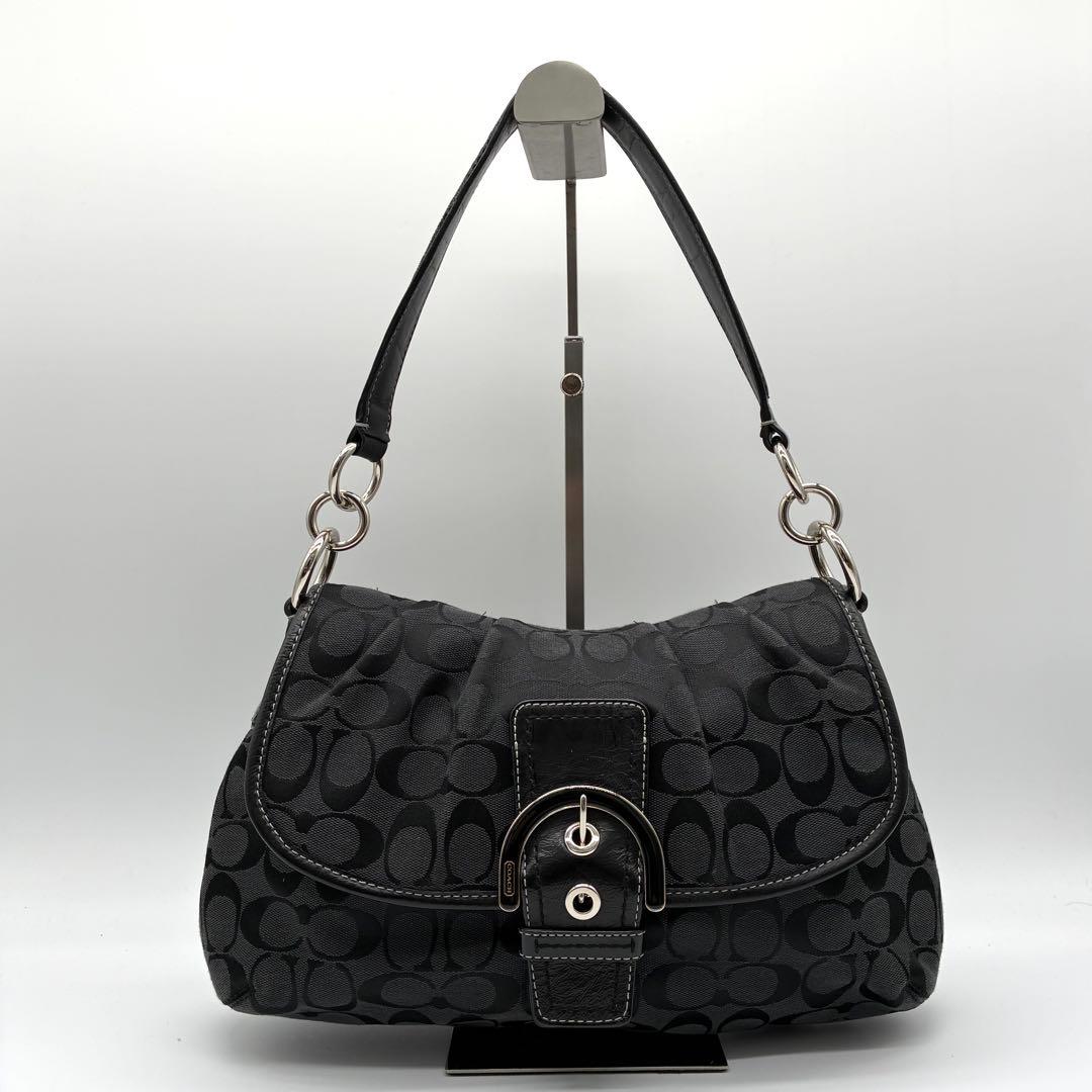 極美品 COACH コーチ ショルダーバッグ シグネチャー F17093 黒