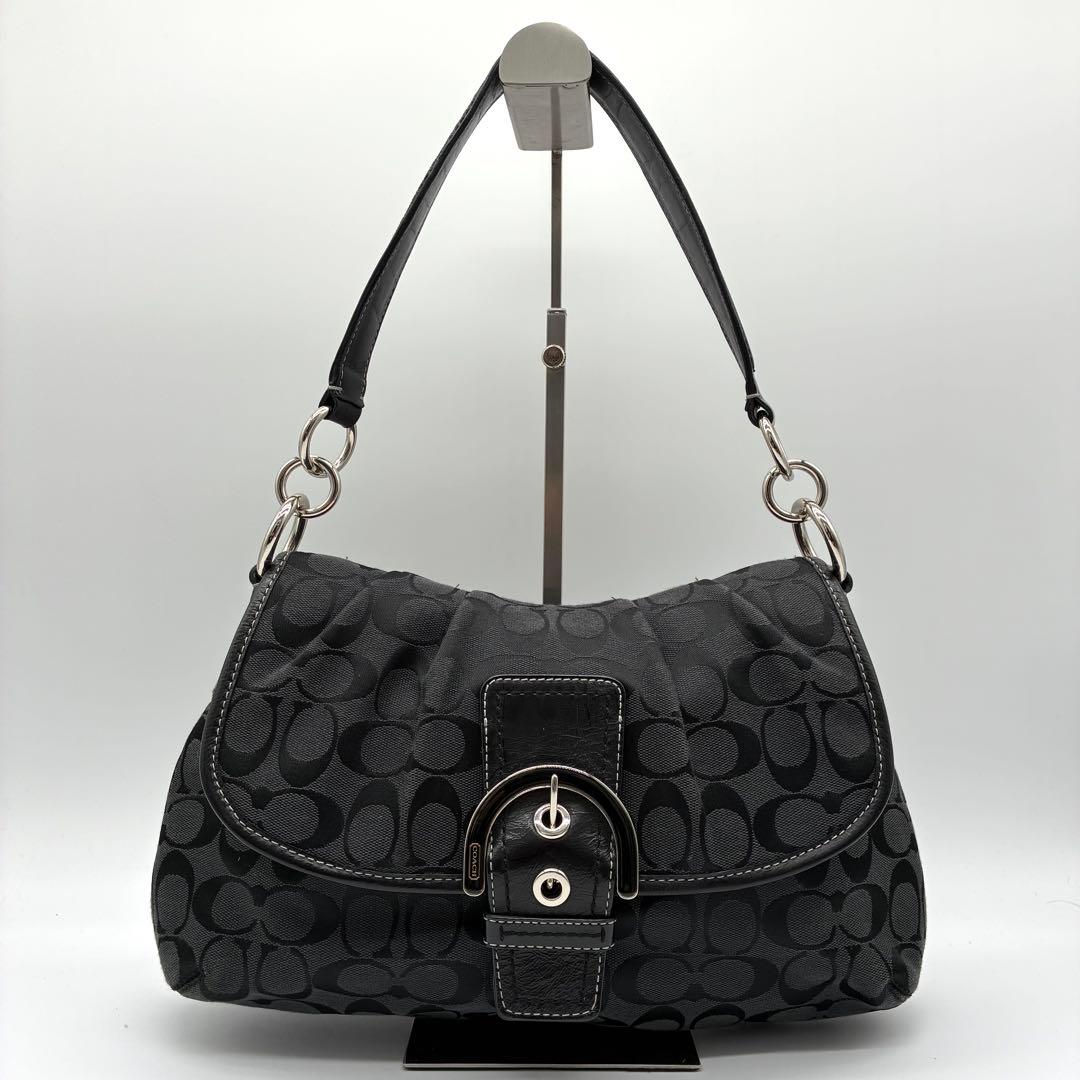 極美品 COACH コーチ ショルダーバッグ シグネチャー F17093 黒