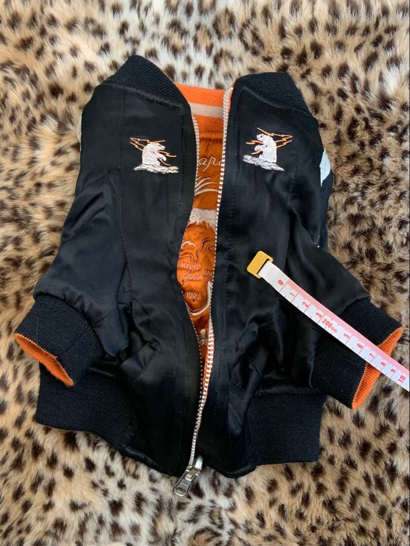 リバーシブルスカジャンblueblueblue犬服ジャンパー防寒ダウン和柄刺繍