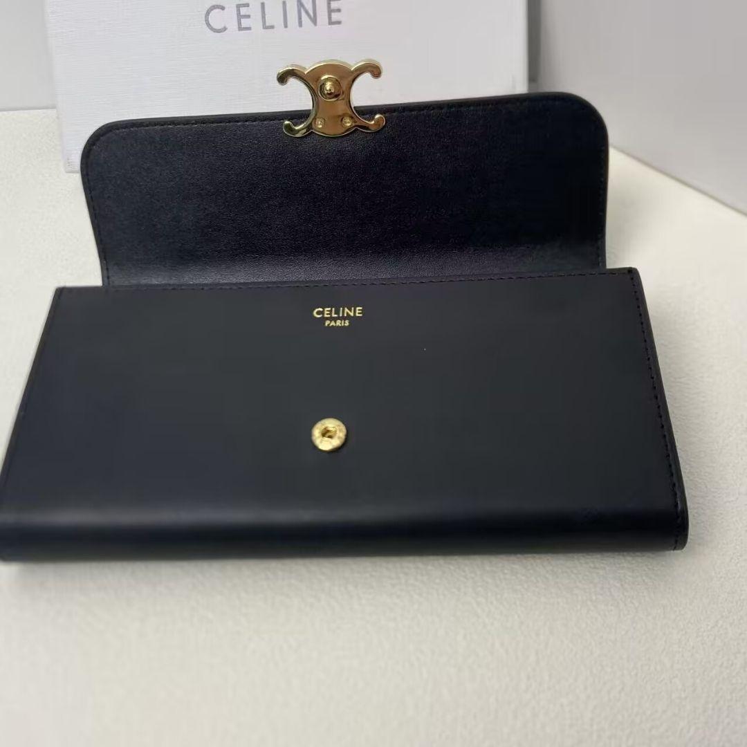 CELINE ブラック長財布 ゴールドロゴ