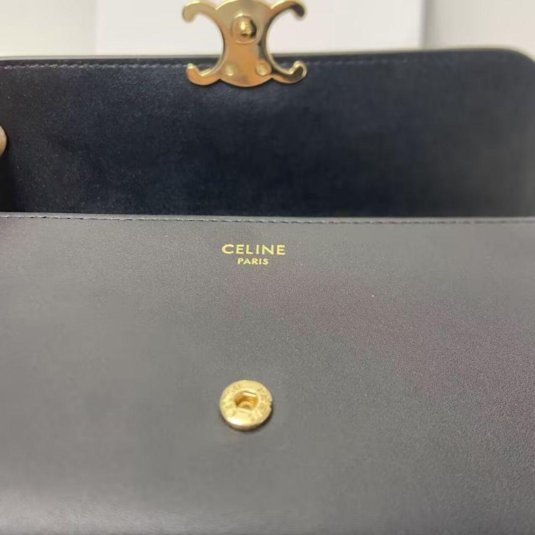 CELINE ブラック長財布 ゴールドロゴ