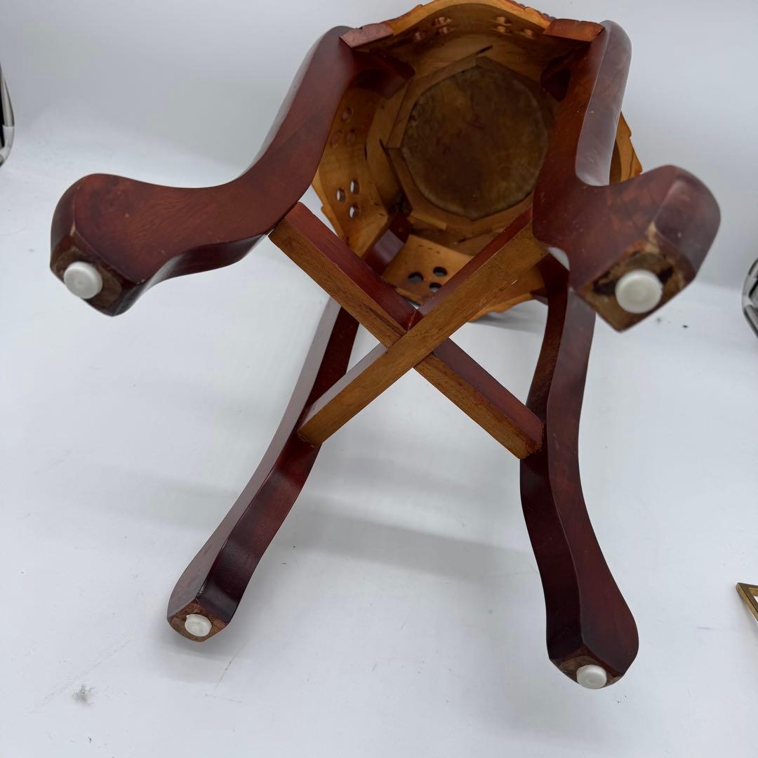 李朝様式家具 銘木 花梨 透かし彫り サイドテーブル 八角形 花台 飾り台