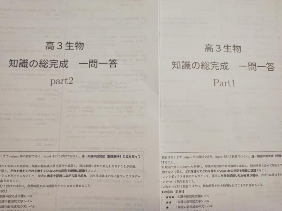 鉄緑会の最新版高３生物知識の総完成一問一答フルセット　駿台　河合塾