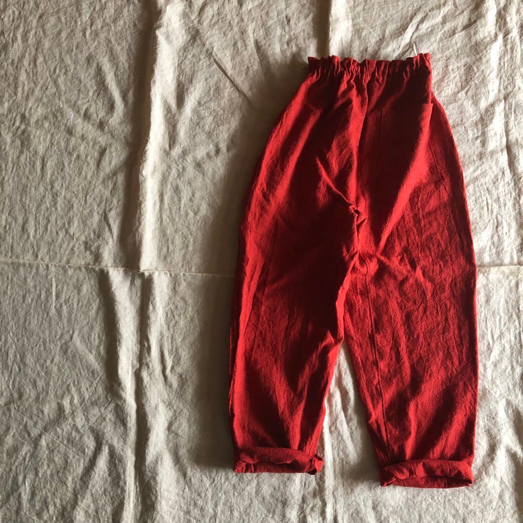 リネンウールのもんぺ　レッド