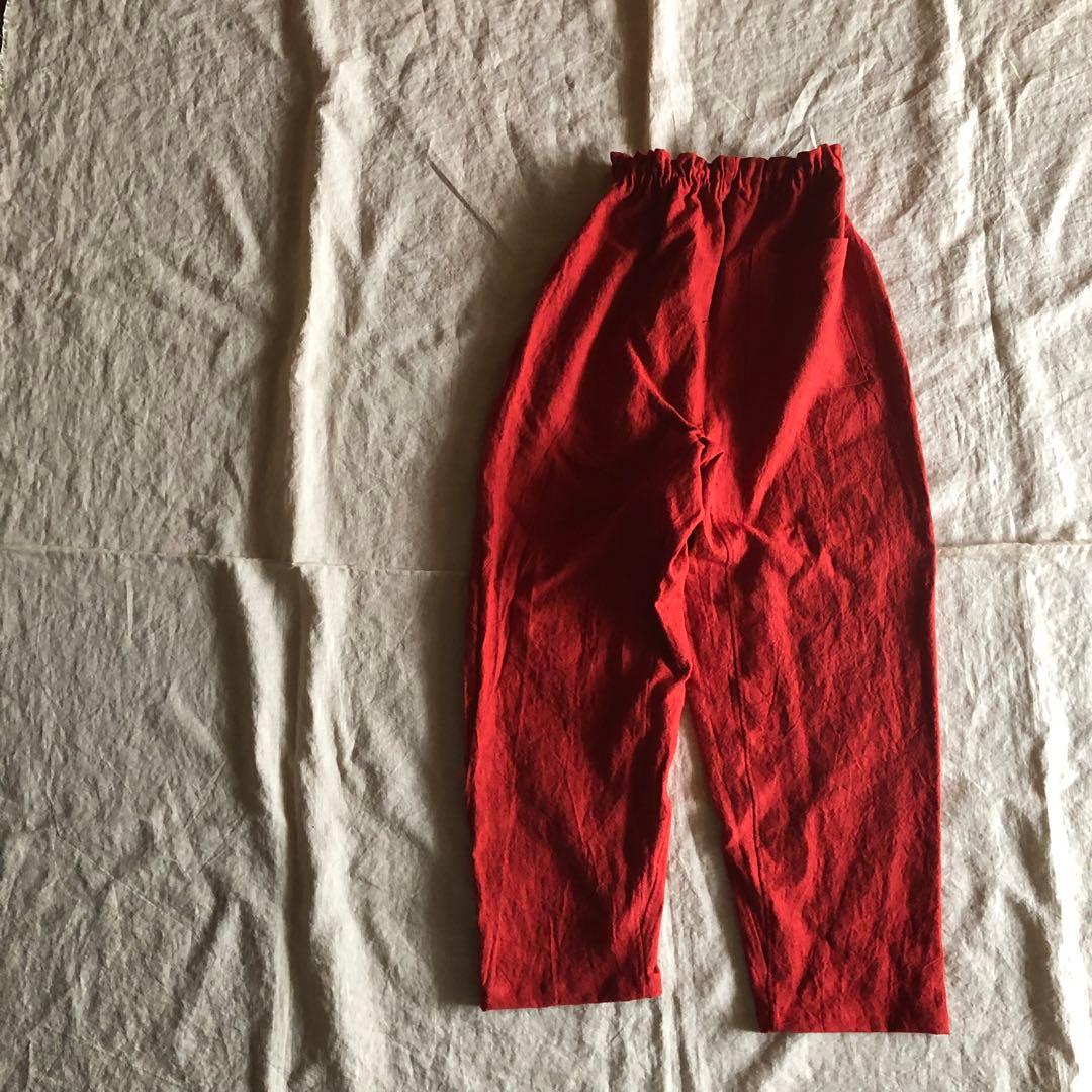 リネンウールのもんぺ　レッド