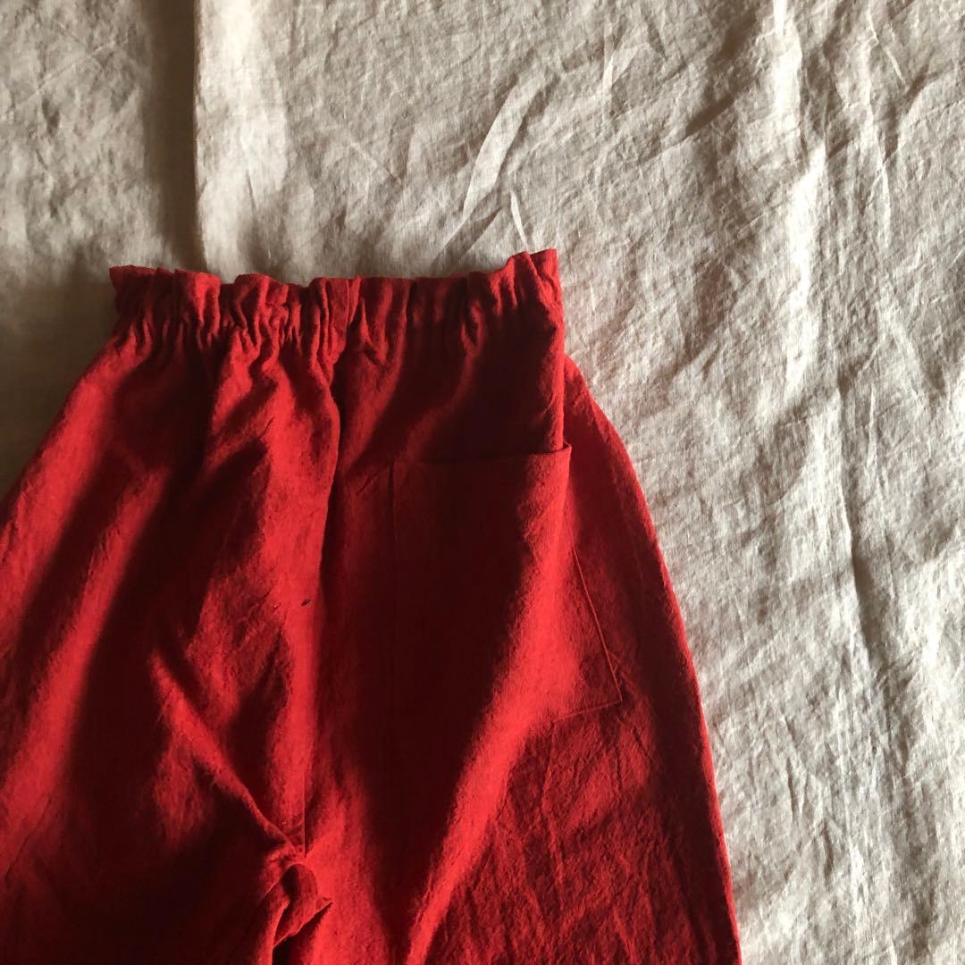 リネンウールのもんぺ　レッド