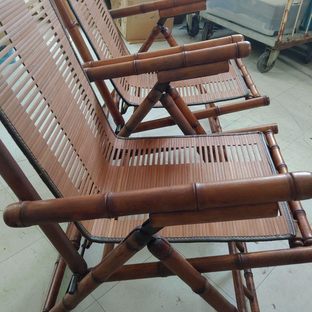 【引き取り限定】竹チェア 竹 畳み式 バンブーチェア アンティーク 2脚まとめて