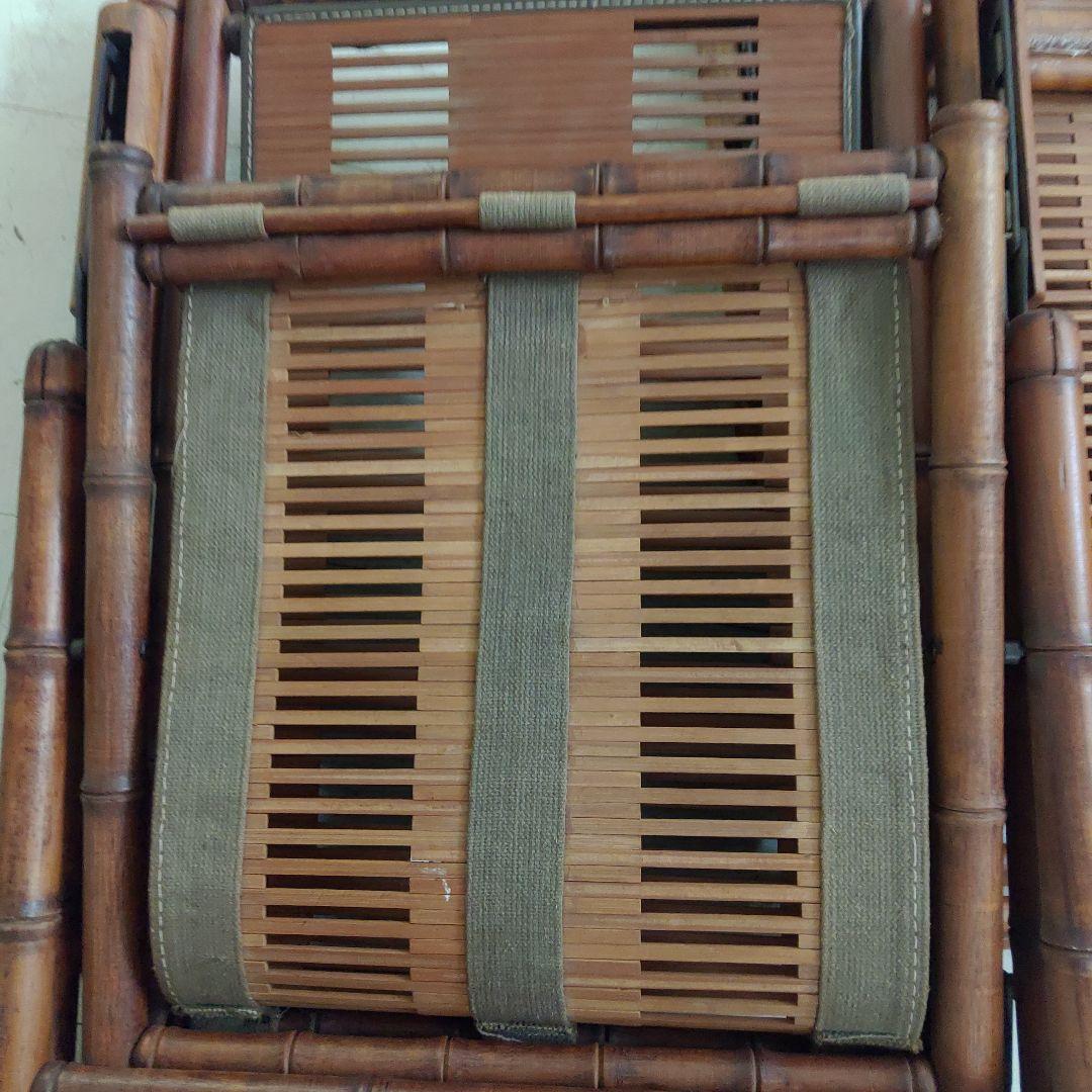 【引き取り限定】竹チェア 竹 畳み式 バンブーチェア アンティーク 2脚まとめて