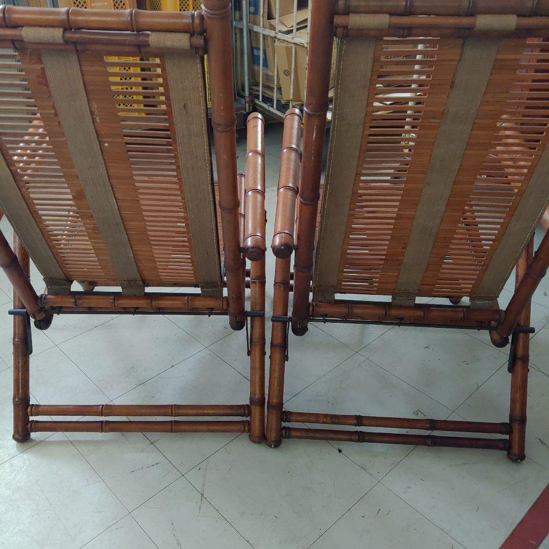 【引き取り限定】竹チェア 竹 畳み式 バンブーチェア アンティーク 2脚まとめて