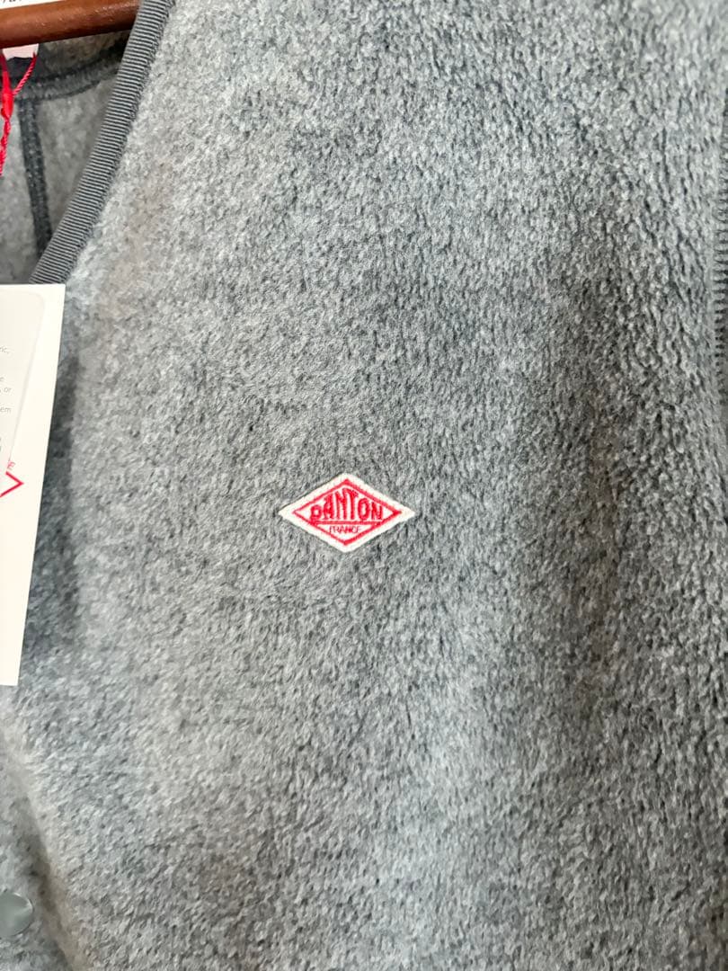 新品　ダントン　フリースカラーレスコート　グレー フリースロングコート