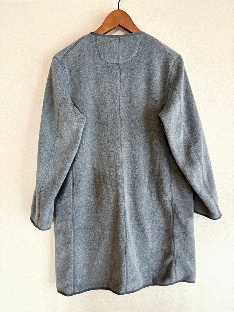 新品　ダントン　フリースカラーレスコート　グレー フリースロングコート