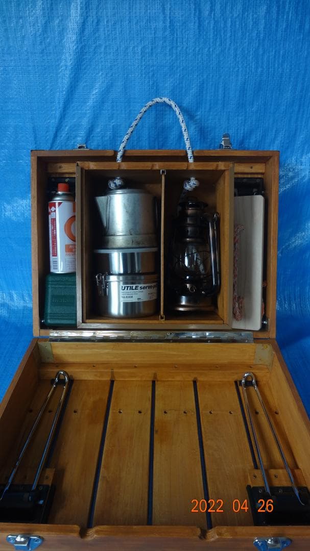 キャンプ用　防災用　折り畳みテーブル＆収納ケース　自作品