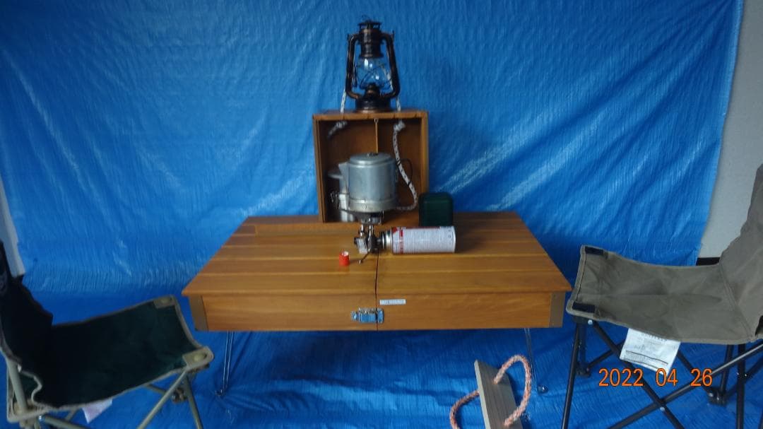 キャンプ用　防災用　折り畳みテーブル＆収納ケース　自作品