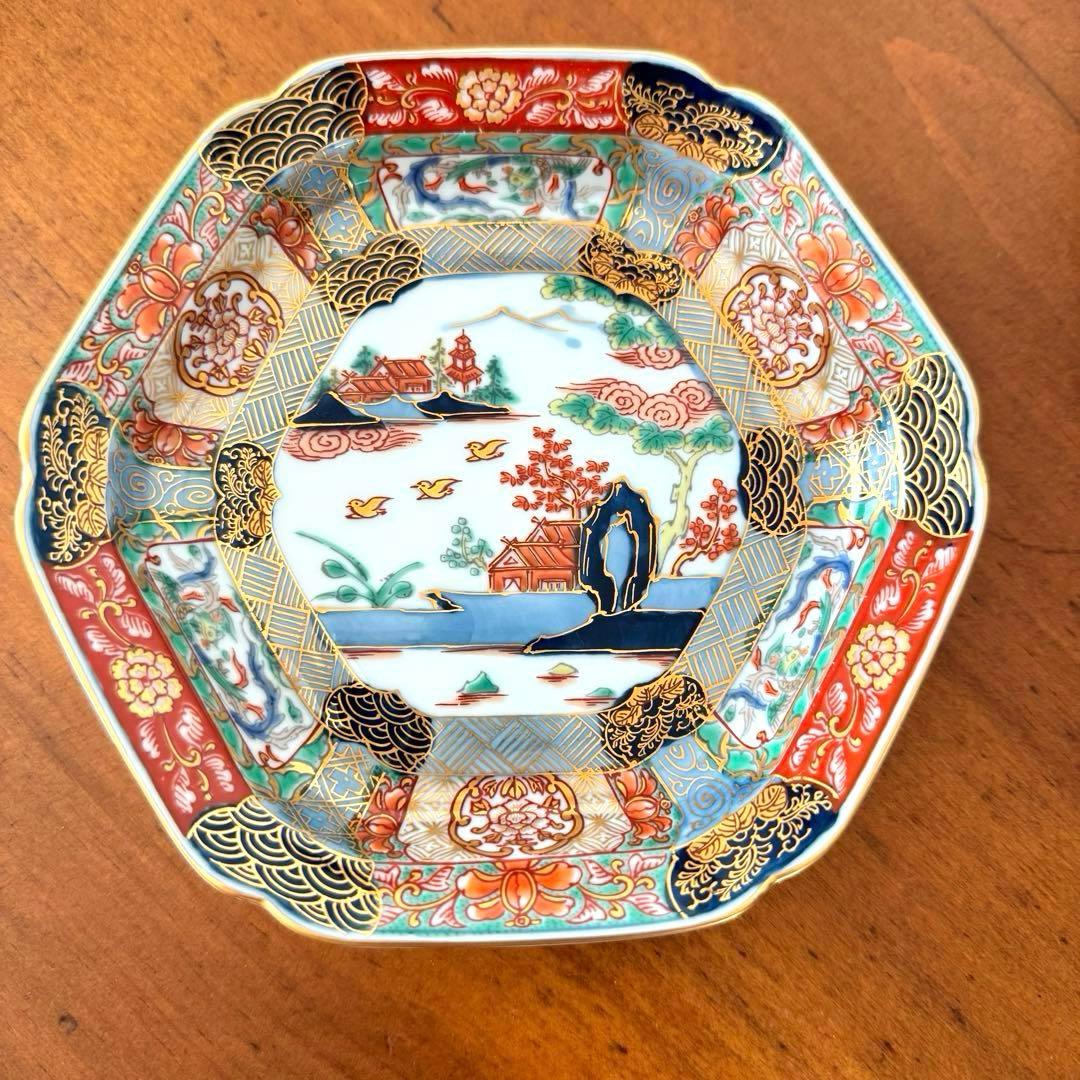 幸楽窯 錦色絵山水銘々皿 5枚組