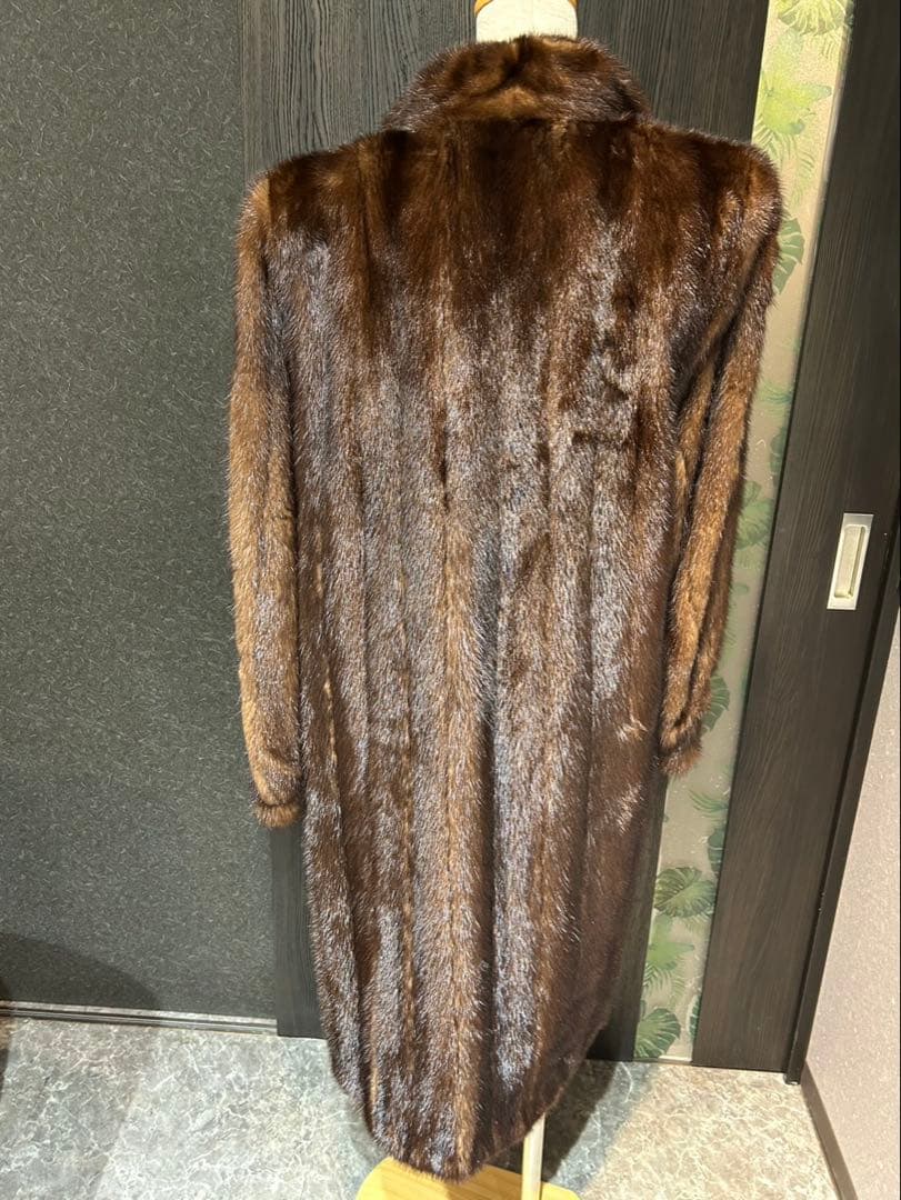 極美品ミンク毛皮ロングコート ブラウン 13