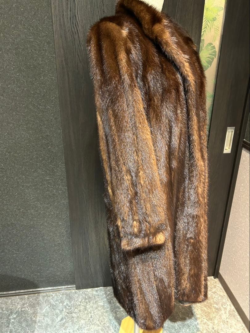 極美品ミンク毛皮ロングコート ブラウン 13
