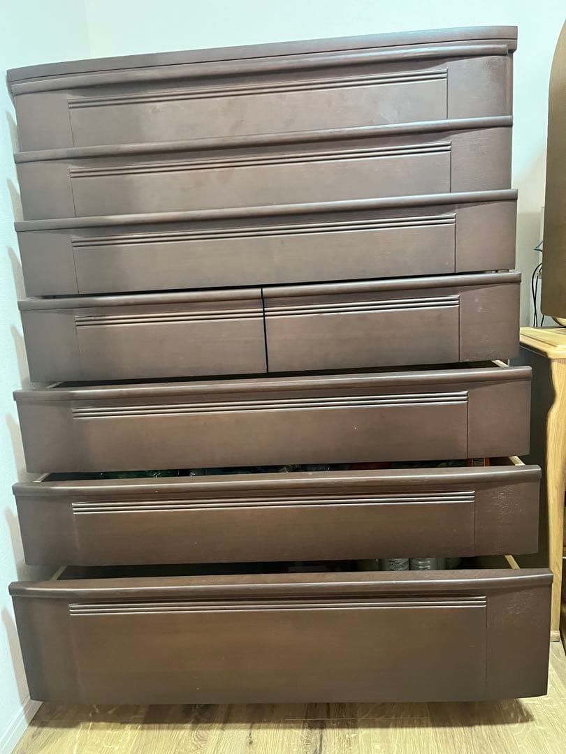 桐製ダークブラウン8段チェスト W1106