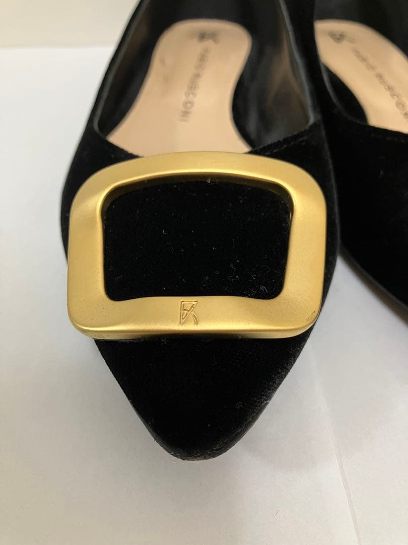 FABIO RUSCONI ファビオルスコーニ ベロアフラットシューズ ブラック