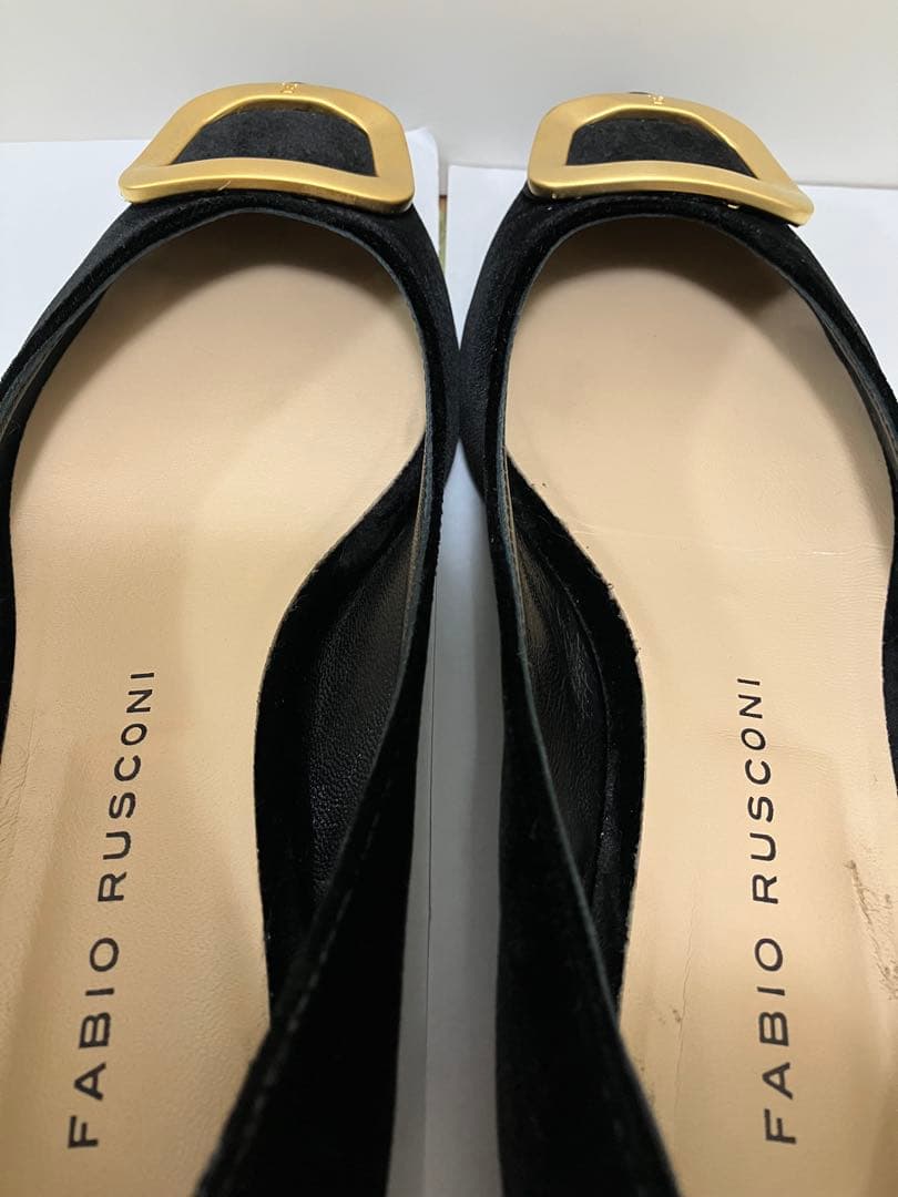 FABIO RUSCONI ファビオルスコーニ ベロアフラットシューズ ブラック