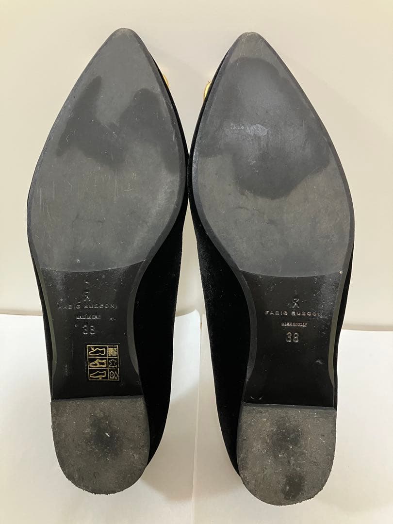 FABIO RUSCONI ファビオルスコーニ ベロアフラットシューズ ブラック