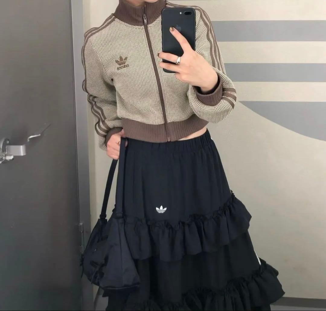 adidas クロップ トラック トップ ジャージワッフルニット S