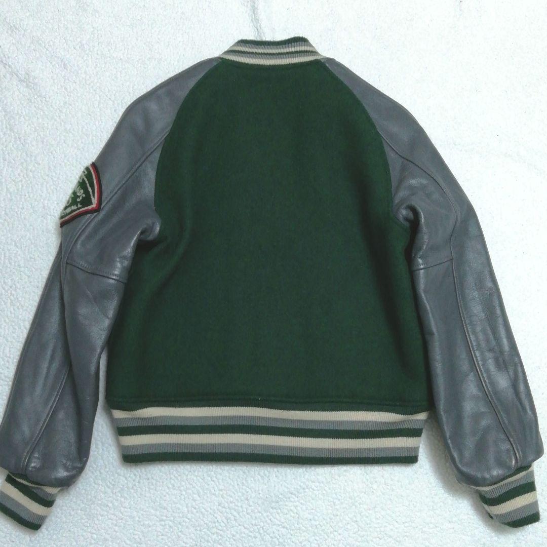 東洋エンタープライズ STYLE EYES 袖革スタジャン(38)濃緑☓グレー色