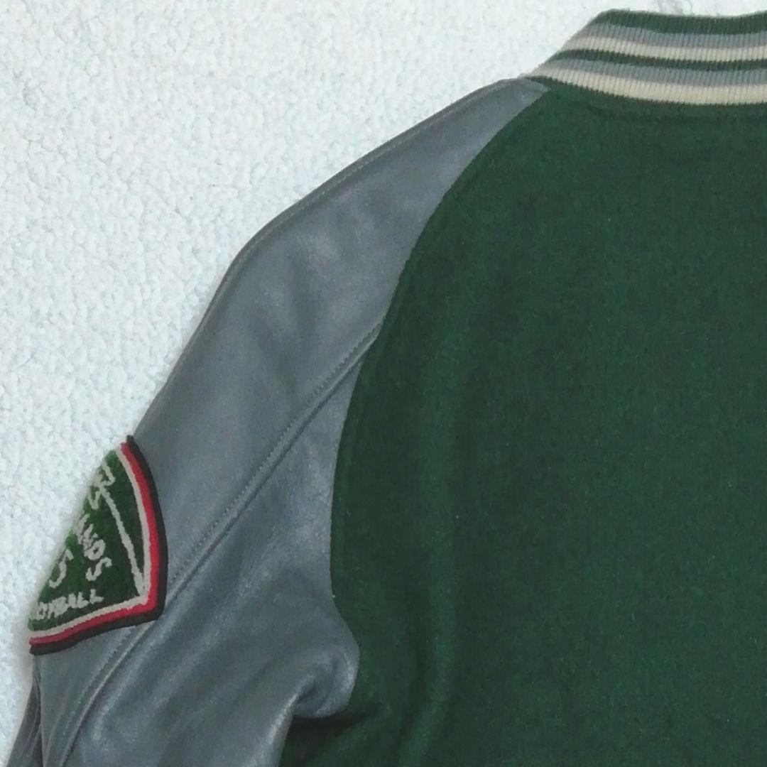 東洋エンタープライズ STYLE EYES 袖革スタジャン(38)濃緑☓グレー色