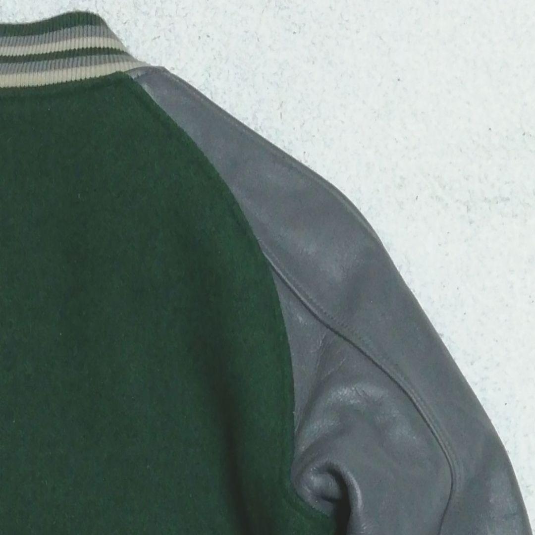 東洋エンタープライズ STYLE EYES 袖革スタジャン(38)濃緑☓グレー色