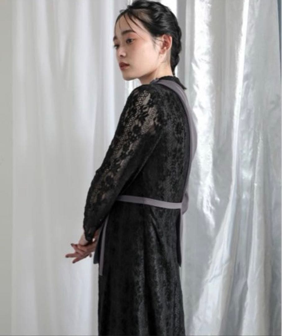 美品Callarusカラルス3L大きいイサイズ 異素材切替アシメワンピース結婚式