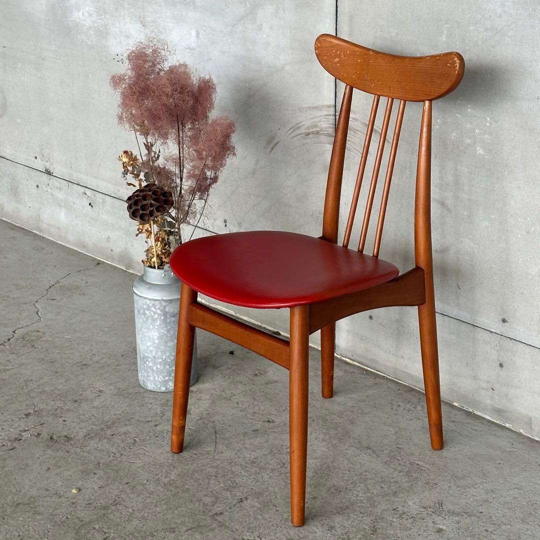 ✿1950s✿トーア TOA 昭和レトロ ダイニングチェア 赤座面 北欧スタイル