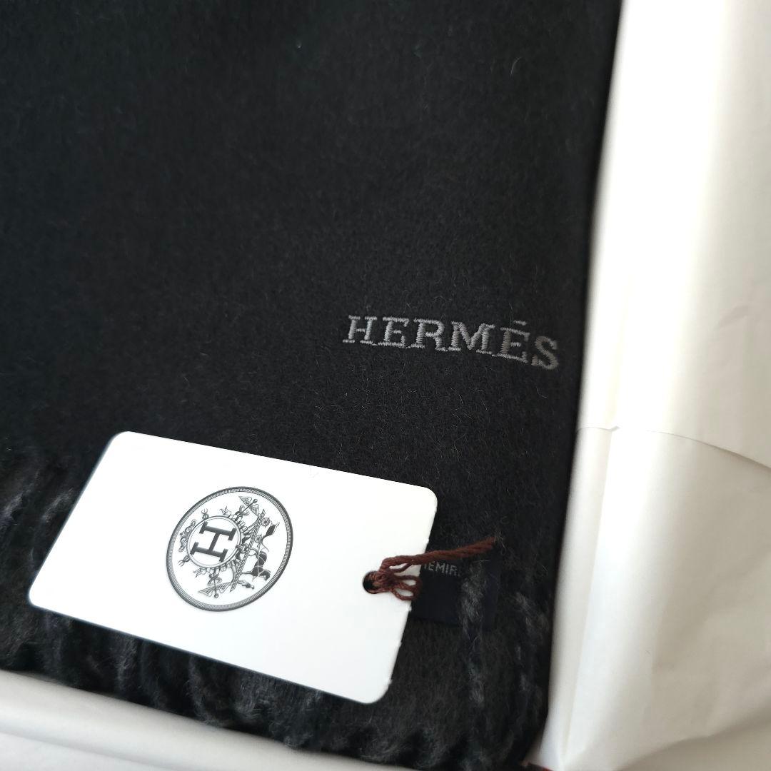 未使用【エルメス】レクトヴェルソ マフラー　カシミア　マフラー　黒