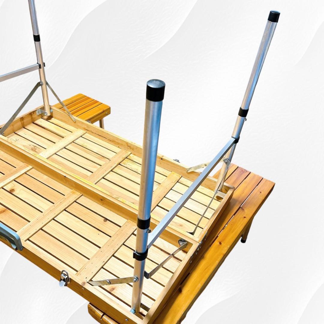 キャプテンスタッグ　アウトドア　折りたたみ　ベンチ テーブルセット　木製♪