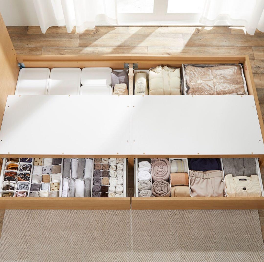 ニトリ　サイド収納付きベッドフレームのみ　セミダブル