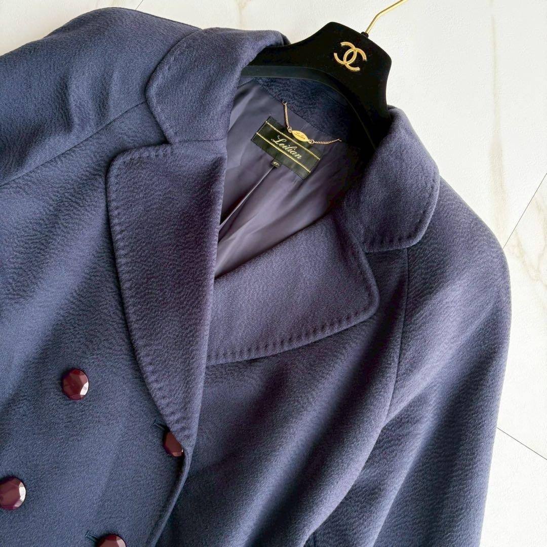 大きいサイズ13+◆美品 レリアン カシミヤ100 ロング チェスター コート