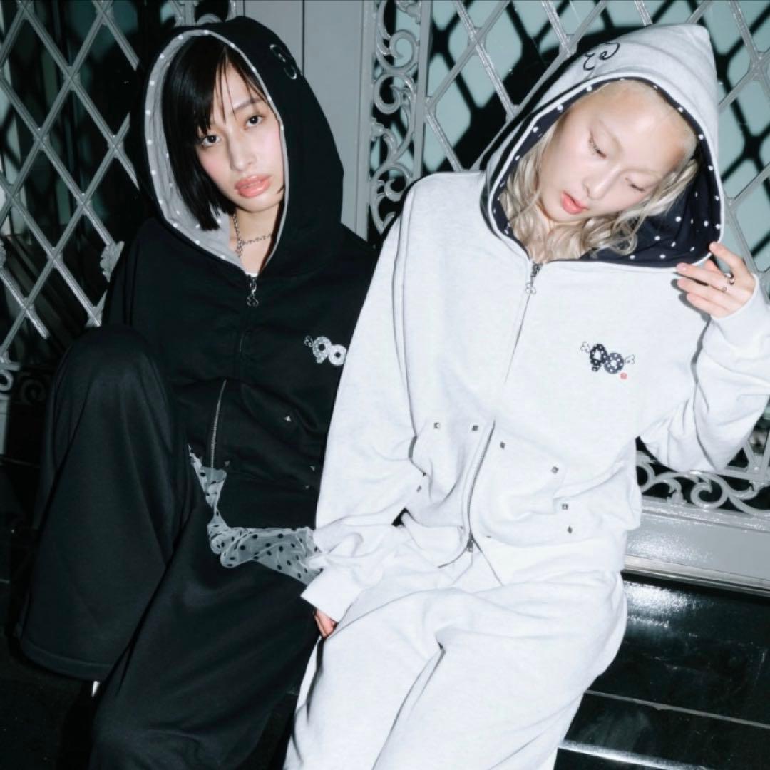 ホワイト　9090 パーカー フーディ セットアップ Hoodie M