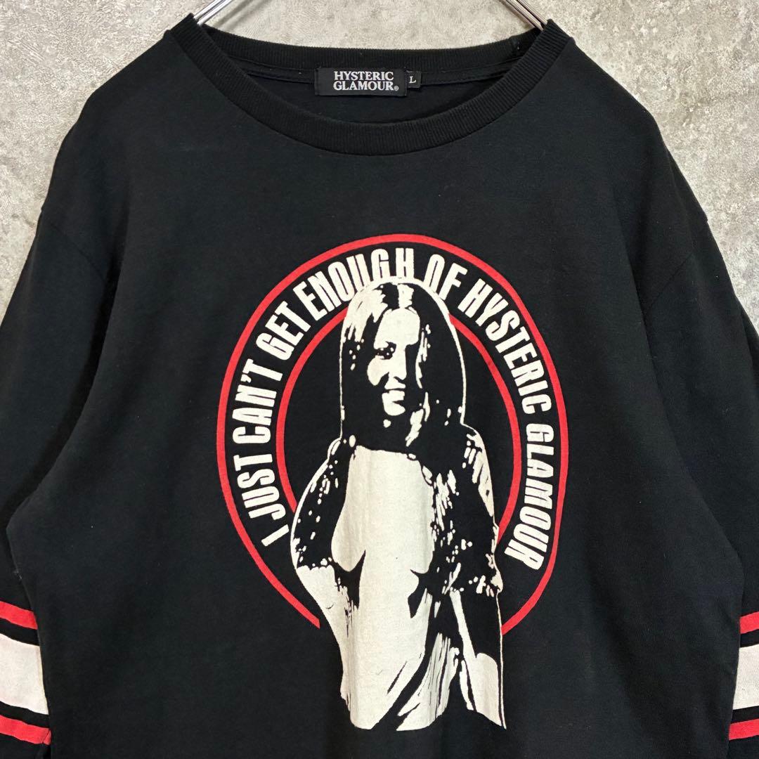 ヒステリックグラマー ロンT七分袖カットソー ヒスガール ブラック L 袖ライン