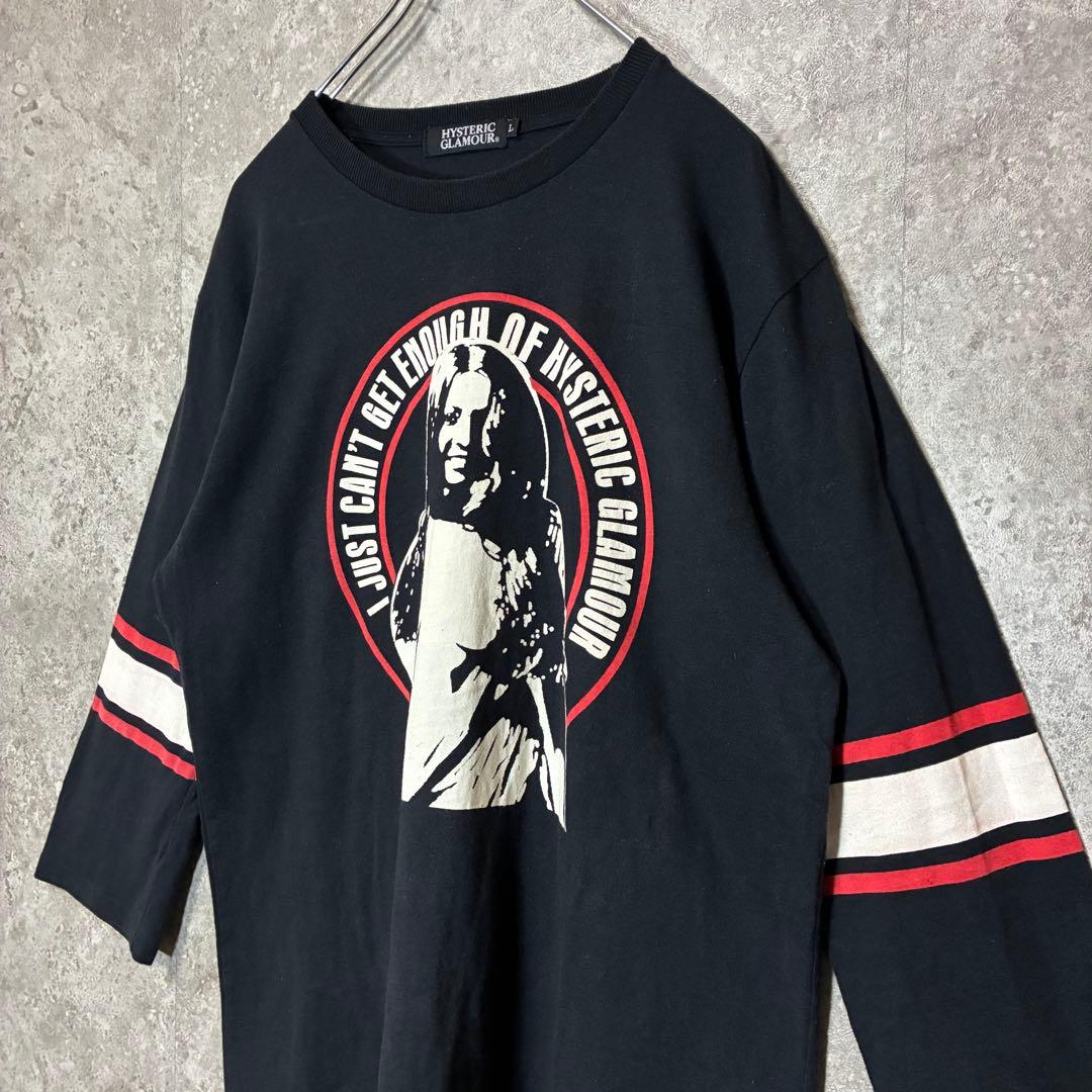 ヒステリックグラマー ロンT七分袖カットソー ヒスガール ブラック L 袖ライン