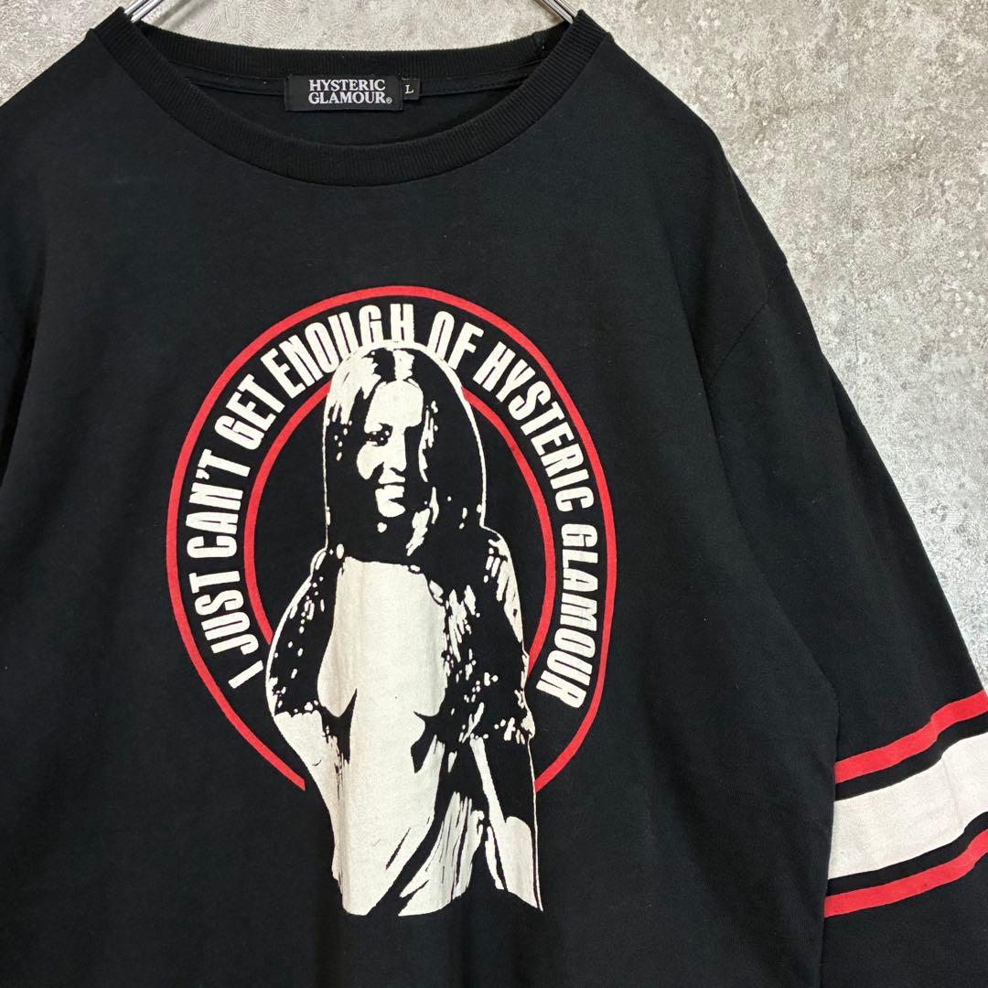 ヒステリックグラマー ロンT七分袖カットソー ヒスガール ブラック L 袖ライン