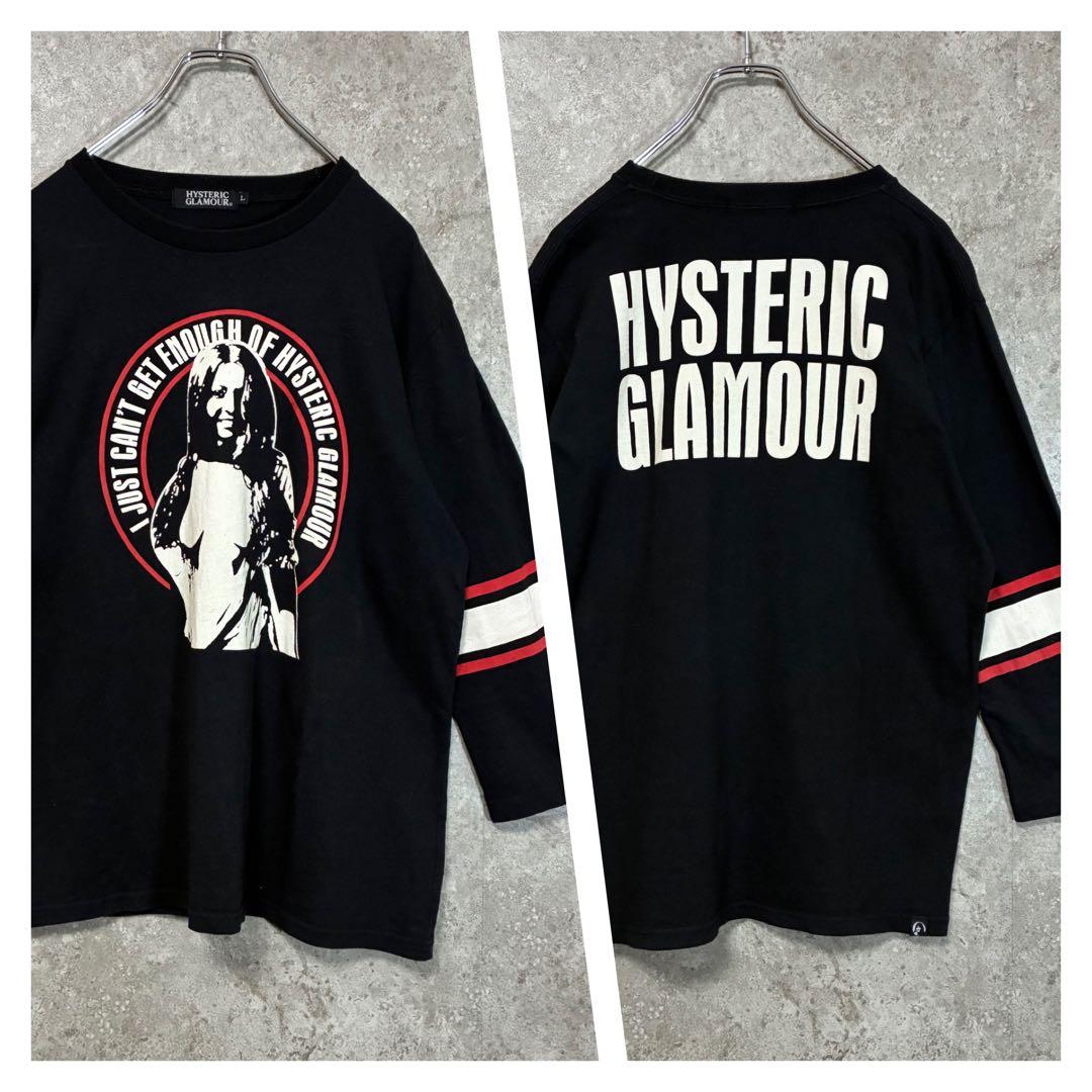 ヒステリックグラマー ロンT七分袖カットソー ヒスガール ブラック L 袖ライン