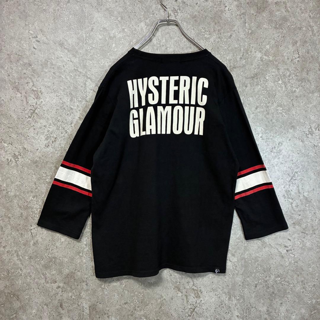 ヒステリックグラマー ロンT七分袖カットソー ヒスガール ブラック L 袖ライン