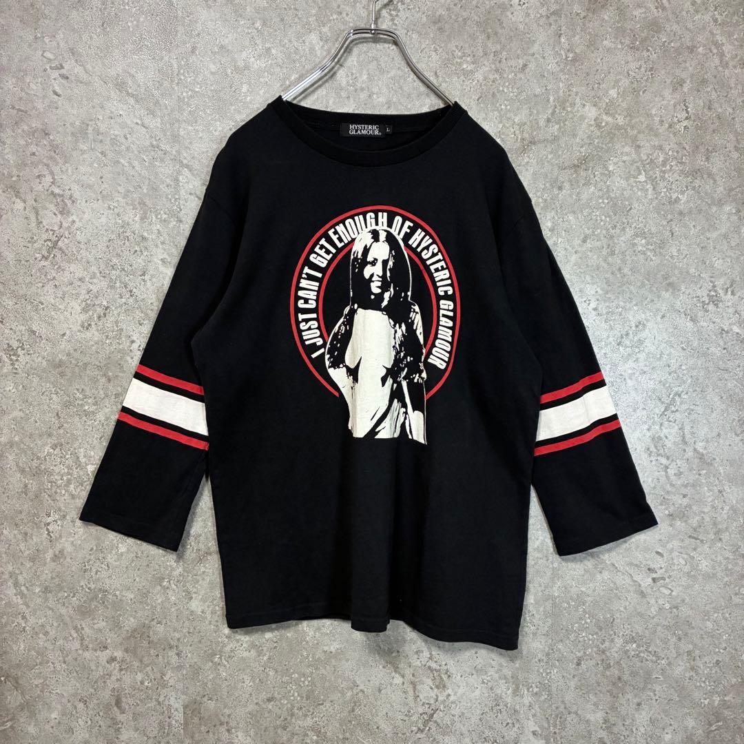 ヒステリックグラマー ロンT七分袖カットソー ヒスガール ブラック L 袖ライン