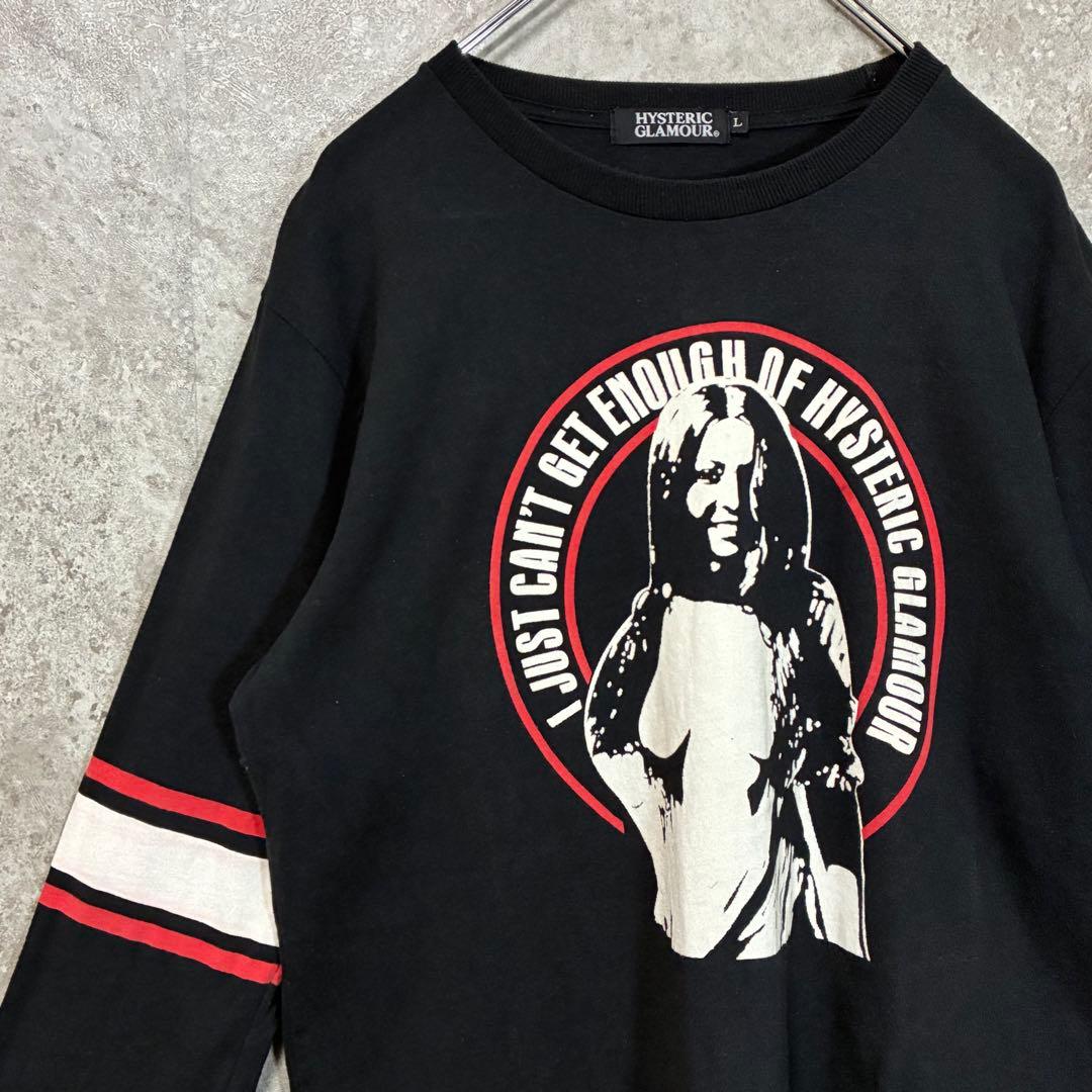 ヒステリックグラマー ロンT七分袖カットソー ヒスガール ブラック L 袖ライン
