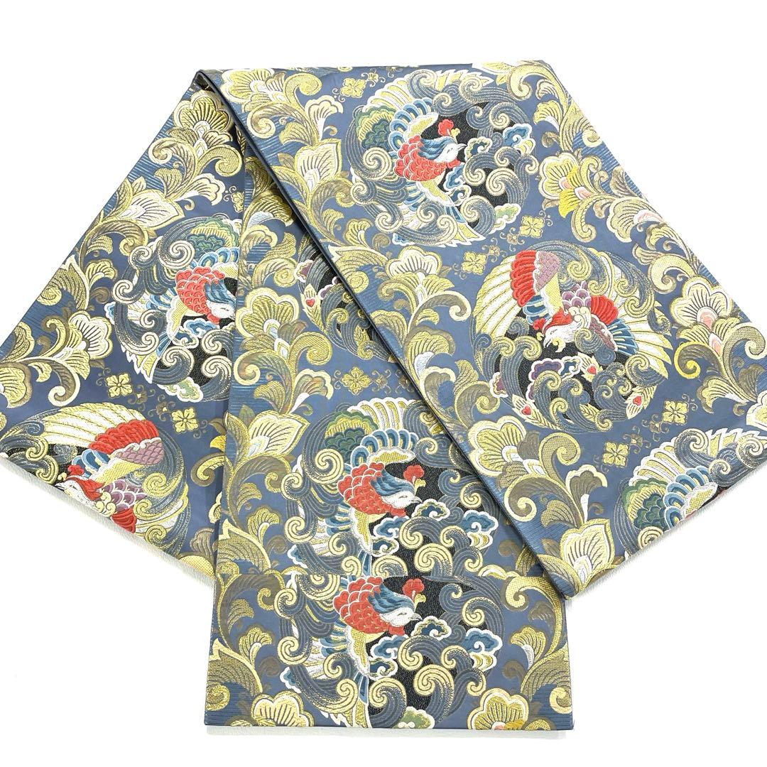 専用帯5031 ●高級 正絹 円鳳唐花文 本金箔 六通 袋帯