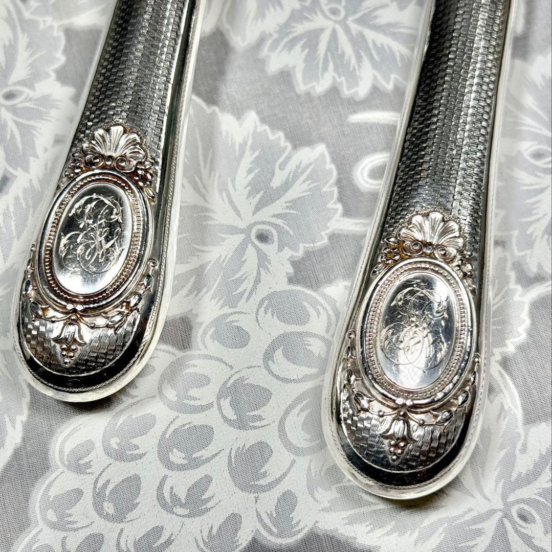 アンティーク シルバー サーバーフォーク&ナイフ 純銀