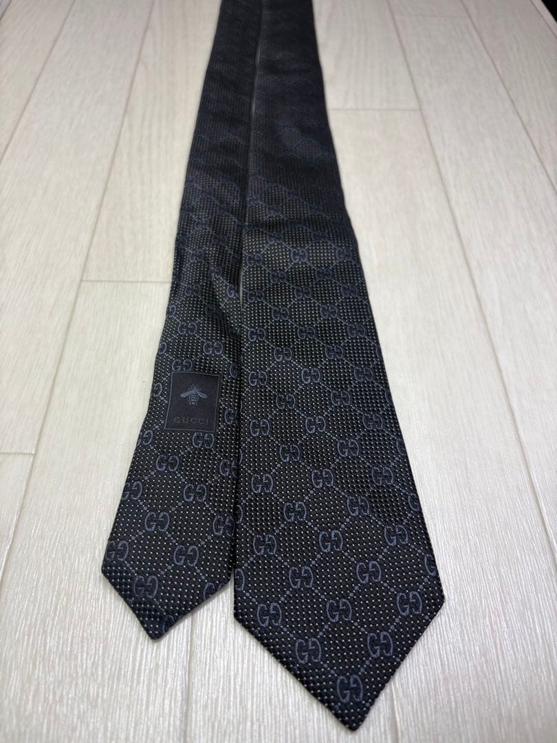【美品】GUCCI グッチ ネクタイ GG キャンバス ブラック ジャカード