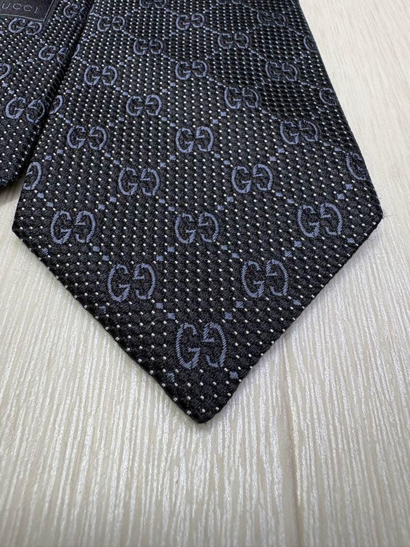 【美品】GUCCI グッチ ネクタイ GG キャンバス ブラック ジャカード