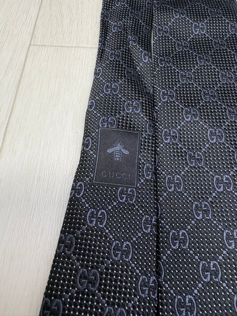 【美品】GUCCI グッチ ネクタイ GG キャンバス ブラック ジャカード