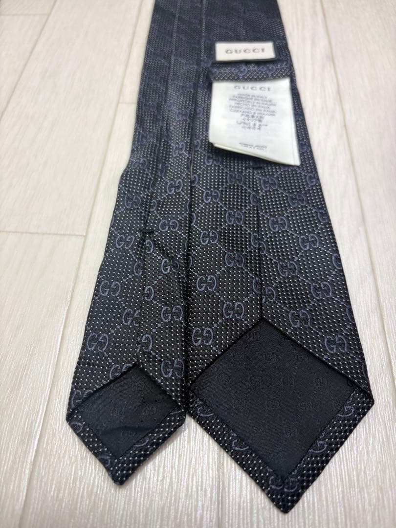 【美品】GUCCI グッチ ネクタイ GG キャンバス ブラック ジャカード