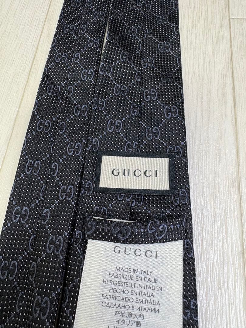 【美品】GUCCI グッチ ネクタイ GG キャンバス ブラック ジャカード